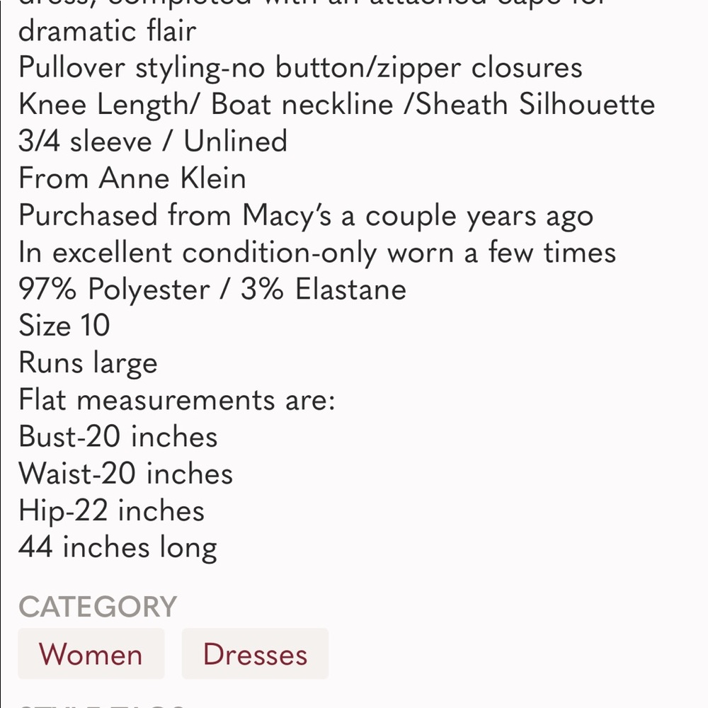 Anne Klein Cape Sheath Dress